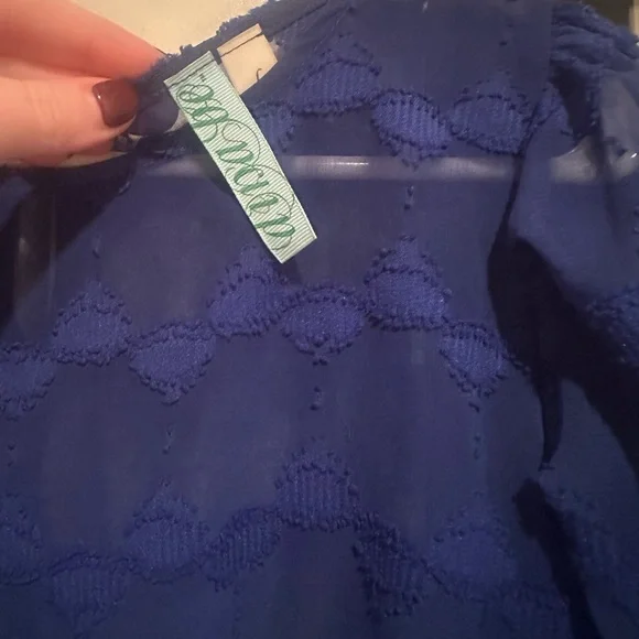 Aina Be Semi Sheer Royal Blue Short Sleeve Peasant Style Blouse Women’s Blue - Picture 3 of 6